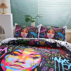 African American Black Girl Comforter Set for Kids and Teens, Queen Size Colorfu