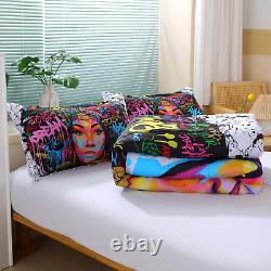 African American Black Girl Comforter Set for Kids and Teens, Twin Size Colorful
