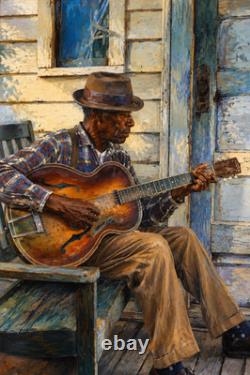 African American Black Guitar Artist 1920s Canvas Wrap Wall Art Or Poster