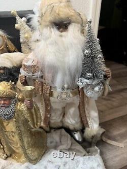 African American Black Santa Claus Lot Christmas Decor Decorations EUC Excellent