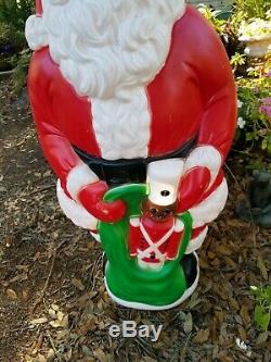 African American Black Santa Light Up Vtg Blow Mold. Lawn Ornament. Approx. 38