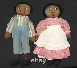 African American Black Stuffed Rag Dolls Forest Mills Mom Pop