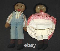 African American Black Stuffed Rag Dolls Forest Mills Mom Pop
