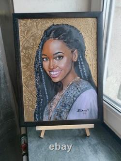 African American Black Woman Female Portrait Art Framed Original Oil Paintings