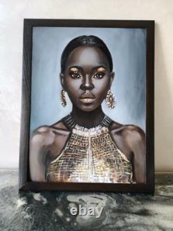 African American Black Woman Female Portrait Art Framed Original Oil Paintings