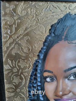 African American Black Woman Female Portrait Art Framed Original Oil Paintings
