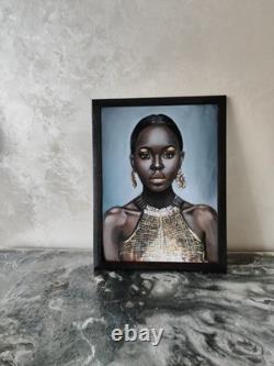 African American Black Woman Female Portrait Art Framed Original Oil Paintings