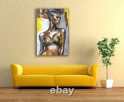 African American Black Woman Hand Large Impasto Canvas Original Oil Painting