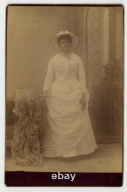 African American Bride Photo 1880 Marriage Wedding Gown Dress Cabinet Card Black