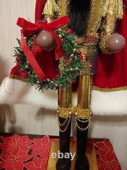 African American Christmas Nutcracker Ethnic Black Sequin Glitter HUGE 22