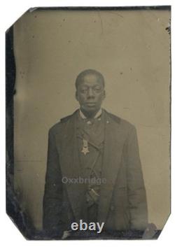 African American Civil War Soldier 1860 Veteran GAR Medal Tintype Black Buffalo