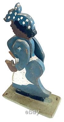 African American Cook Lady 15 Signed Folk Art Headwrap Apron Spoon Black Woman