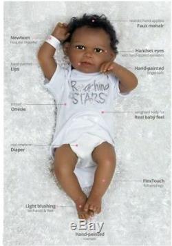 African American Doll Newborn Baby Boy Reborn Bundles Lifelike Soft Black Brown