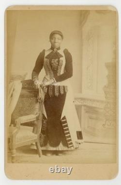 African American Fashion Photo 1870 Elegant Black Lady Beaded Hoop Stylish Dress