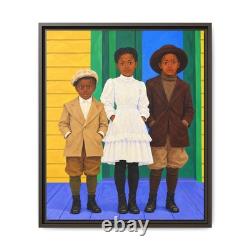 African American Folk Artist Ray Tillman Black Americana Giclee on Canvas Framed