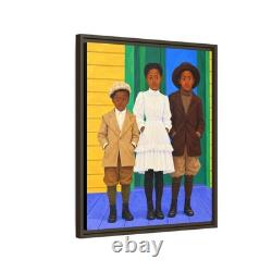 African American Folk Artist Ray Tillman Black Americana Giclee on Canvas Framed