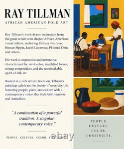 African American Folk Artist Ray Tillman Black Americana Giclee on Canvas Framed