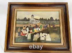 African American Framed J. DOUCET PSALMS 30 Black Folk Art Church Baptism Water