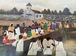 African American Framed J. DOUCET PSALMS 30 Black Folk Art Church Baptism Water