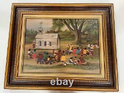 African American Framed J. DOUCET PSALMS 30 Black Folk Art Church Meal On Ground