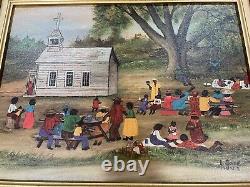African American Framed J. DOUCET PSALMS 30 Black Folk Art Church Meal On Ground