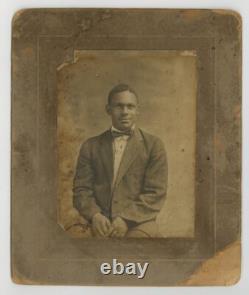 African American Gentleman Bowtie 1890 Handsome Black Man Cabinet Card J13840