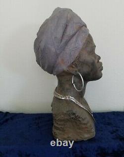 African American Lady Bust Head Ethnic Decor Statue Sculpture LARGE