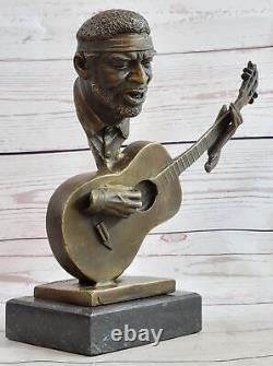 African American Man Playing Guitar Jimi Hendrix Black Musician Tribute Bronze