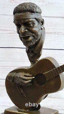 African American Man Playing Guitar Jimi Hendrix Black Musician Tribute Bronze