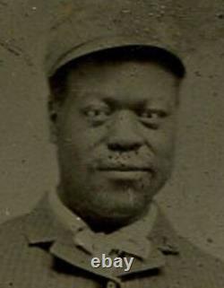 African American Man Wearing Checkered Suit And Hat. Tintype