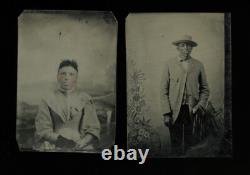 African American Man Woman Antique Tintype Photo 1800s Black Americana Rare Lot