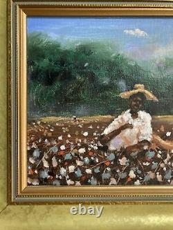 African American Original Oil Painting by Ted Ellis 1998 8X 16 Black Americana