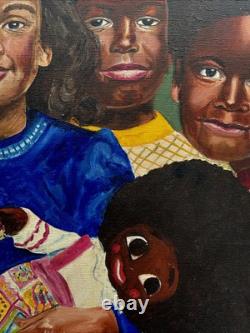 African American Portrait Painting Black Family Children Doll Kids Ken Bell 24