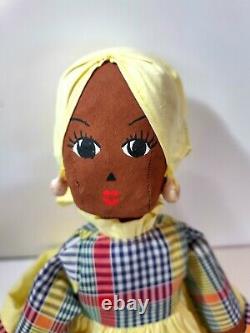 African American Primitive Vintage Cloth Doll Black Americana Hand Made 20 inch