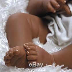 African American Realistic Girl Baby Doll Black Hair Reborn Infant Weighted New