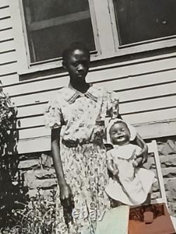 African American School Rare Colored Student POSING WITH BLACK DOLL I. CHAIR