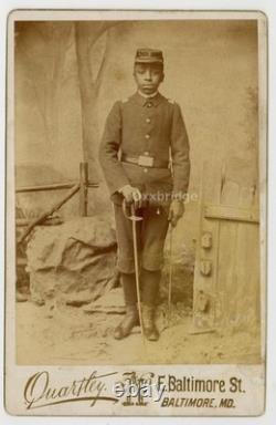 African American Soldier 1880 Black Cadet 2nd Lt Sword Buffalo Photo Card J15360