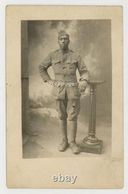 African American Soldier 1918 WWI France Harlem Hellfighters Black RPPC J15204
