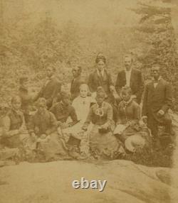 African American Stereoview 1880 Rare Interracial Group Photo Black J14610