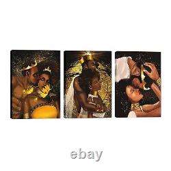 African American Wall Art-Black King and Queen Canvas Wall Art, Crown Black C