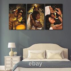 African American Wall Art-Black King and Queen Canvas Wall Art, Crown Black C