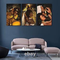 African American Wall Art-Black King and Queen Canvas Wall Art, Crown Black C