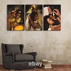 African American Wall Art-Black King and Queen Canvas Wall Art, Crown Black C