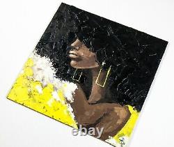 African American Woman Original Oil Painting Afro Woman Art Black Woman Portrait