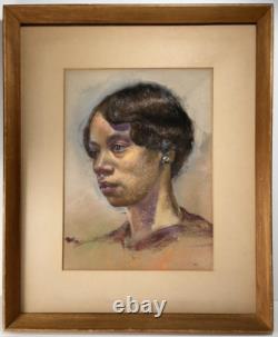 African American Young Black Woman Original Portrait Vintage Artwork Painting