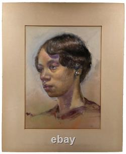 African American Young Black Woman Original Portrait Vintage Artwork Painting