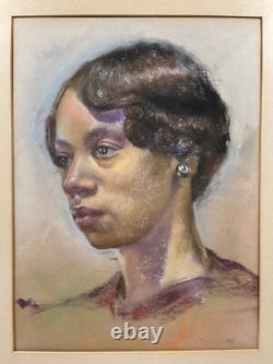 African American Young Black Woman Original Portrait Vintage Artwork Painting
