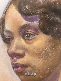 African American Young Black Woman Original Portrait Vintage Artwork Painting