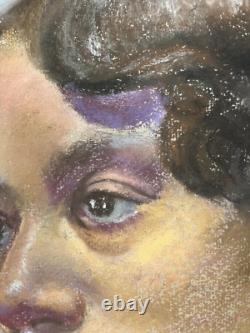 African American Young Black Woman Original Portrait Vintage Artwork Painting