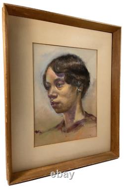 African American Young Black Woman Original Portrait Vintage Artwork Painting
